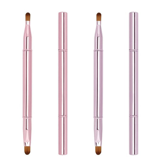 Unaone 2 Pack Lip Brush for Lipstick, Dual-Ended Lip Makeup Brush with Lid, Lipstick Brush for Lip Gloss