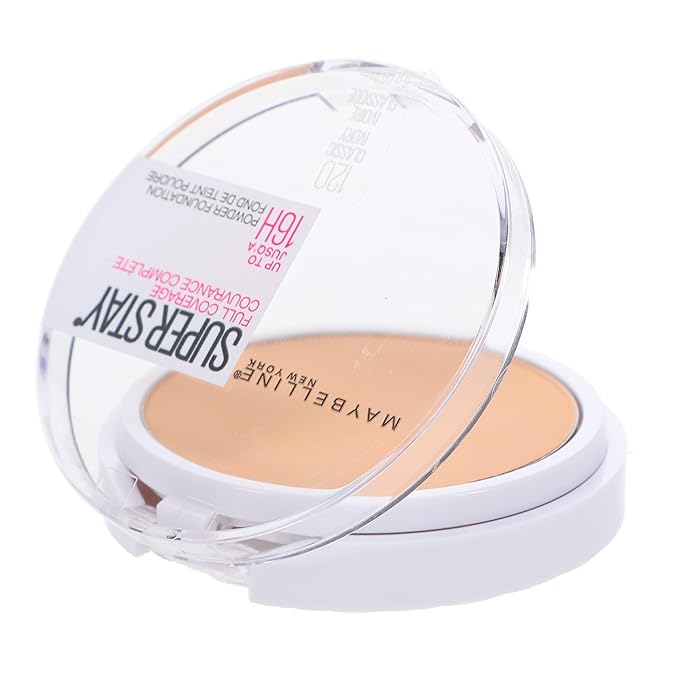 Maybelline New York Super Stay Full Coverage Powder Foundation Makeup, Up to 16 Hour Wear, Soft, Creamy Matte Foundation, Classic Ivory, 1 Count