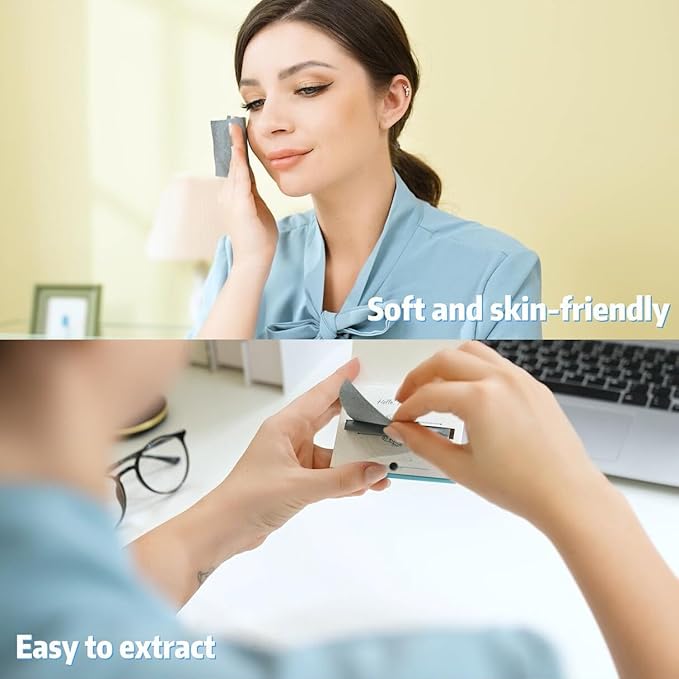 Premium Facial Oil Blotting Paper, 200 Counts - Natural Bamboo Charcoal Face Blotting Sheets, Easy Take Out Design - Top Handy Oil Absorbing Tissues - Oily Skin Care or Make Up Must Have!