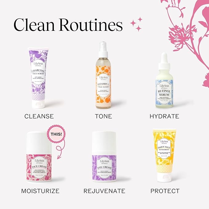 LilyAna Naturals Face and Neck Moisturizer for Women and Men - Moisturizer Face and Neck Cream for Dry Skin and Dark Spot Brightening - Rose and Pomegranate Extracts - 1.7oz