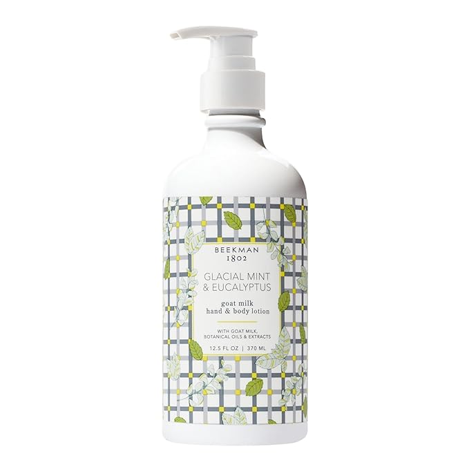 Beekman 1802 Glacial Mint & Eucalyptus Goat Milk Body Lotion - Scented - 12.5 oz - Hydrating & Deeply Moisturizing - With Shea Butter & Jojoba Seed Oil - Good for Sensitive Skin - Cruelty Free