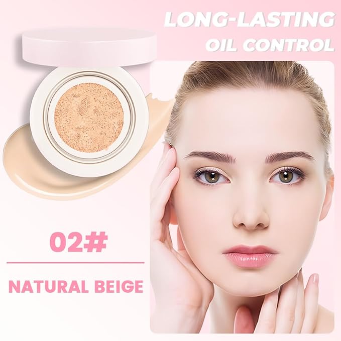 Nuder Cushion Foundation,Natural Beige for Light With Neutral Skin Tone,Long-Lasting,Lightweight,Flawless Coverage,Dewy Finish,Concealing Blemishes and Under-eye Bags for All Skin Types