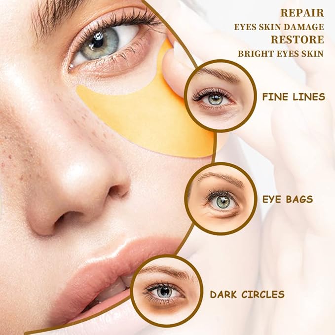 120PCS Under Eye Patches 24K Gold Eye Mask with Aloe Vera Natural Ingredients, Moisturizing Skin Care with Hyaluronic Acid and Collagen for Anti-Wrinkle, for Dark Circles and Puffiness