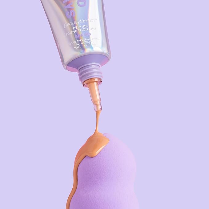 Naked Sundays BeautyScreen™ SPF 50 Mineral Peptide Foundation Tint – 2-in-1 Skin Tint & Mineral Sunscreen | Radiant, Buildable Coverage, Acne-Safe, Infused with Peptides (7 Tan Toffee, 1.01 oz)