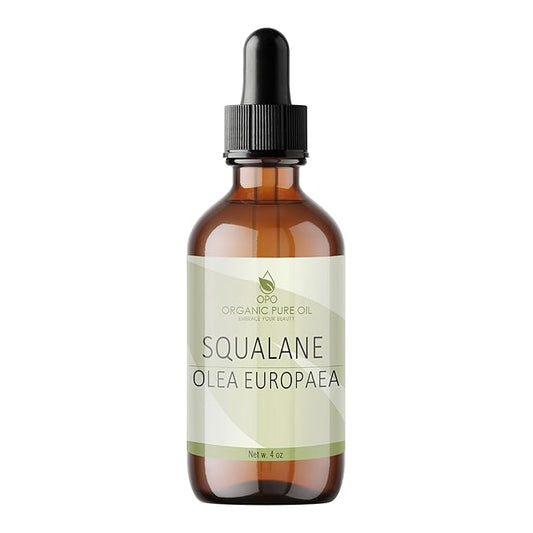 Squalane Oil - Pure, Refined, Plant-Derived, Non-GMO Squalene from Olives - 4 oz Glass & Dropper - Ultra Hydrating Carrier Facial Oil for Face, Skin, Hair, Body, Scalp & More - For All Skin Types