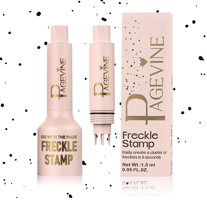 Upgrade Freckle Pen Stamp– Waterproof Faux Fake Freckles Makeup Tool, Natural-Looking Freckle Maker & Spray with Multi-Prong Precision Stamp Head, Long-Lasting Sunkissed Makeup (MEDIUM)