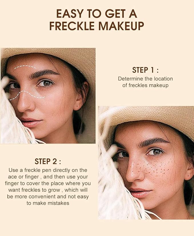 Freckle Pen Waterproof 2 Colors,Natural Lifelike Faux Face Freckle Makeup Pen,Magic Freckle Color,Waterproof Longlasting Soft Small Sopt Pen,For Natural Effortless Sunkissed Skin Makeup(2packs)