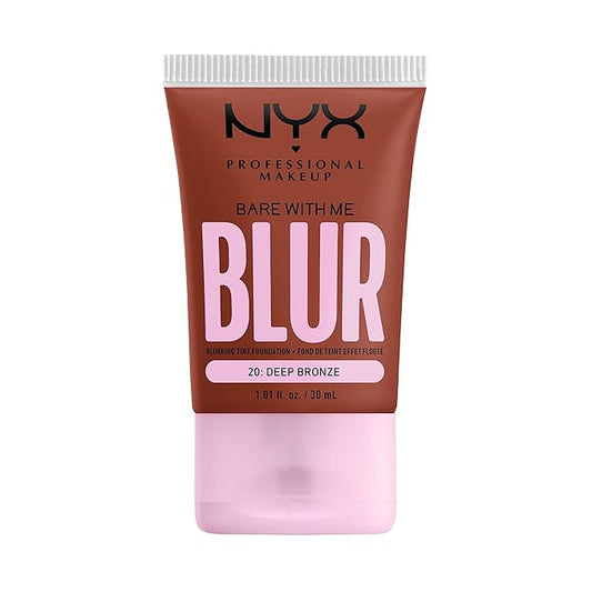 NYX PROFESSIONAL MAKEUP Bare With Me Blur Skin Tint Foundation Make Up with Matcha, Glycerin & Niacinamide - Deep Bronze