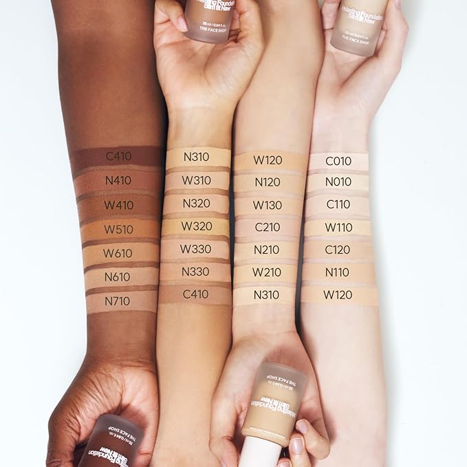 THE FACE SHOP Ink Lasting Liquid Foundation, Full Coverage, 72‑Hour Wear Semi‑Matte Finish, Makeup with Bakuchiol, N010 Ivory, 0.84 Fl. Oz.