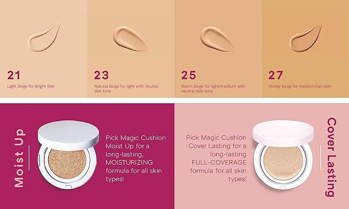 MISSHA Magic Cushion Foundation No.21 (2 Pack) Light Beige for Bright Skin - Flawless Coverage,Dewy Finish,Easy Application for All Skin Types