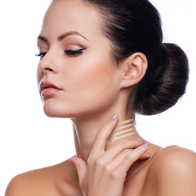 braxan 60 Pcs Neck Tape Lifting Invisible Set: Neck & Face Lift Tape Invisible - for Double Chin Jowls Eyes Sagging Skin, Special Events & Makeup-Friendly Use, Visible Results In Seconds