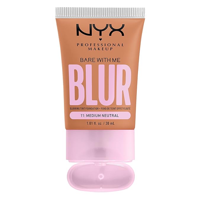 NYX PROFESSIONAL MAKEUP Bare With Me Blur Skin Tint Foundation Make Up with Matcha, Glycerin & Niacinamide - Medium Neutral
