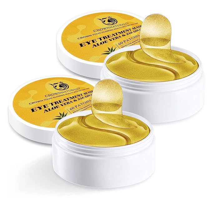 120PCS Under Eye Patches 24K Gold Eye Mask with Aloe Vera Natural Ingredients, Moisturizing Skin Care with Hyaluronic Acid and Collagen for Anti-Wrinkle, for Dark Circles and Puffiness