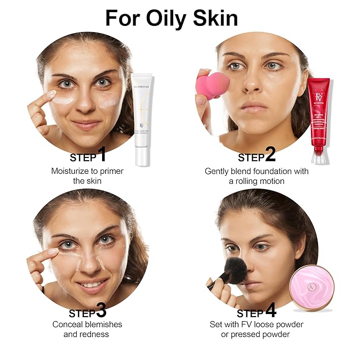 FV Waterproof Foundation, Lightweight & Medium Coverage Foundation with Matte Finish, Oil Control Long Lasting Liquid Foundation Makeup for Oily Normal Skin (Classic Ivory)