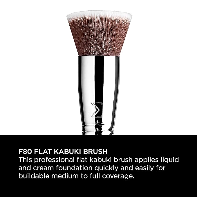 Sigma Beauty F80 Flat Kabuki Brush – Flat Top Kabuki Foundation Brush and Professional Grade Makeup Brush with Ultra-Soft Fibers for Blending Liquid & Cream Makeup Products (Black, 1pc)