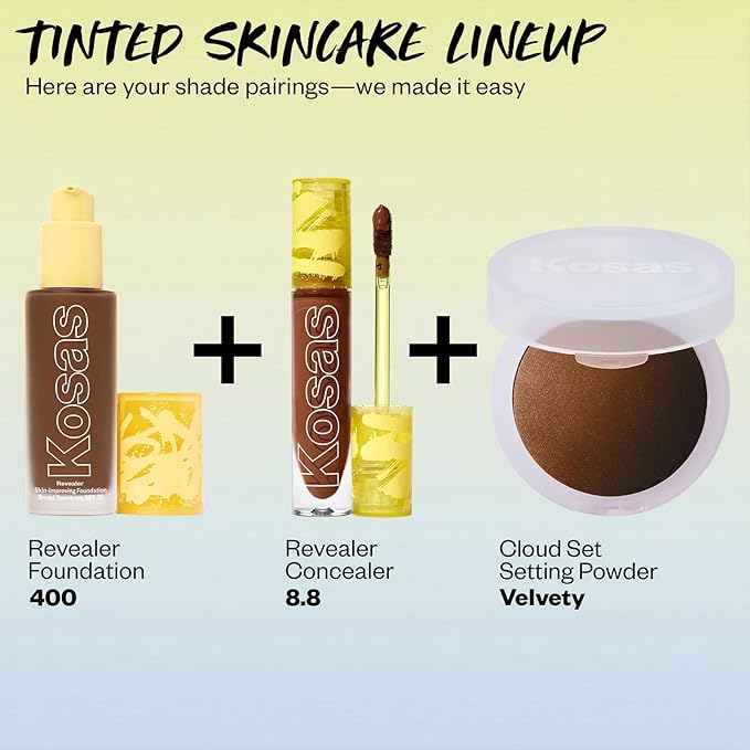 Kosas Revealer Skin-Improving Foundation with SPF 25 Protection -Hydrate, Brighten, Soothe, Plump, Protect Skin - Smoothing Texture, Natural Finish and Clean Formula - Deep Neutral Olive 400