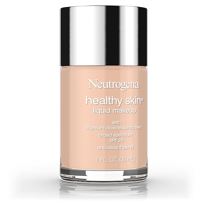 Neutrogena Healthy Skin Liquid Makeup Foundation, Broad Spectrum SPF 20 Sunscreen, Lightweight & Flawless Coverage Foundation with Antioxidant Vitamin E & Feverfew, Medium Beige, 1 fl. oz (Pack of 2)