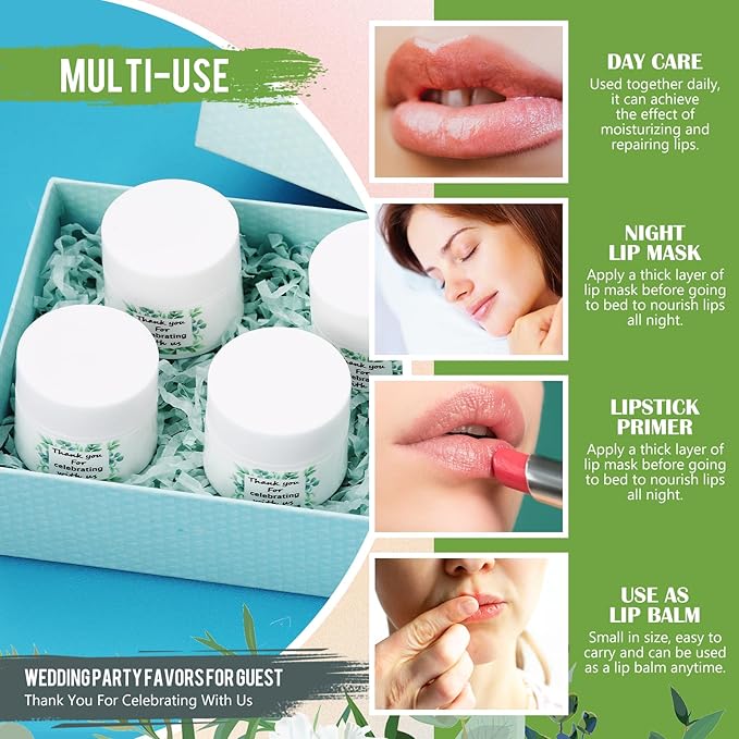 12 Pcs Thank You Lip Sleeping Mask Bulk Bridal Shower Gifts for Guests Thank You for Celebrating with Us Lip Mask Moisturize Nourish for Wedding Bridal Shower Favor Christmas Gift(Eucalyptus)