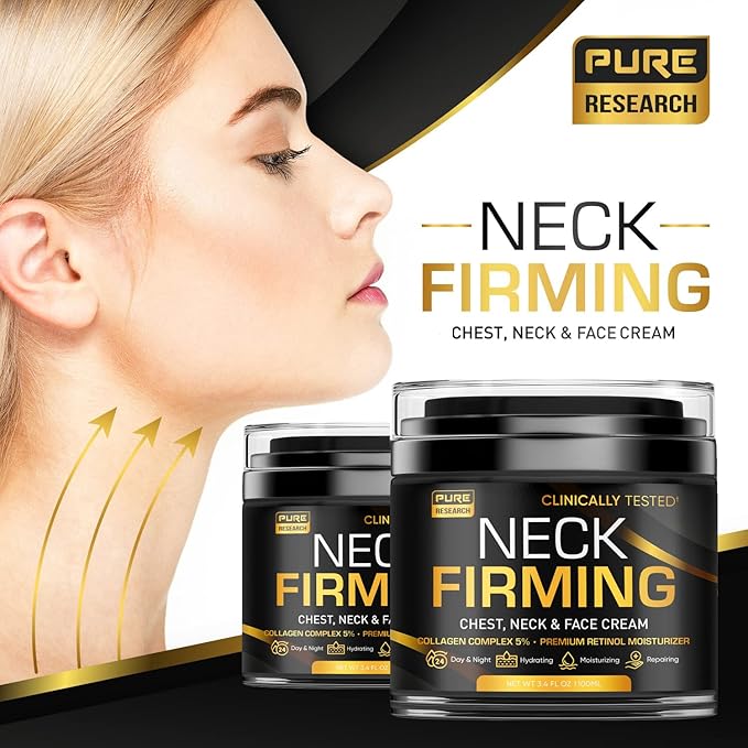 Neck Firming Cream - Anti Wrinkle Cream - Saggy Neck Tightener & Double Chin Reducer Cream - Collagen & Retinol Skin Tightening Cream - Anti Aging Moisturizer for Neck & Décolleté 3.4oz