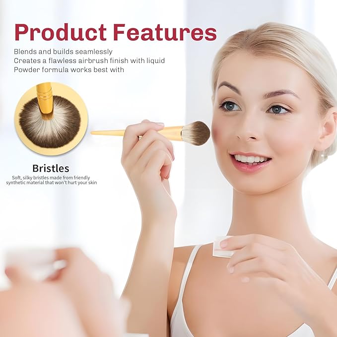 8pcs Gold Makeup Brush Set for All Skill Levels Easy Clean Soft Lint Free Brushes Travel Friendly Kit Foundation Powder Eyeshadow Blush Contour