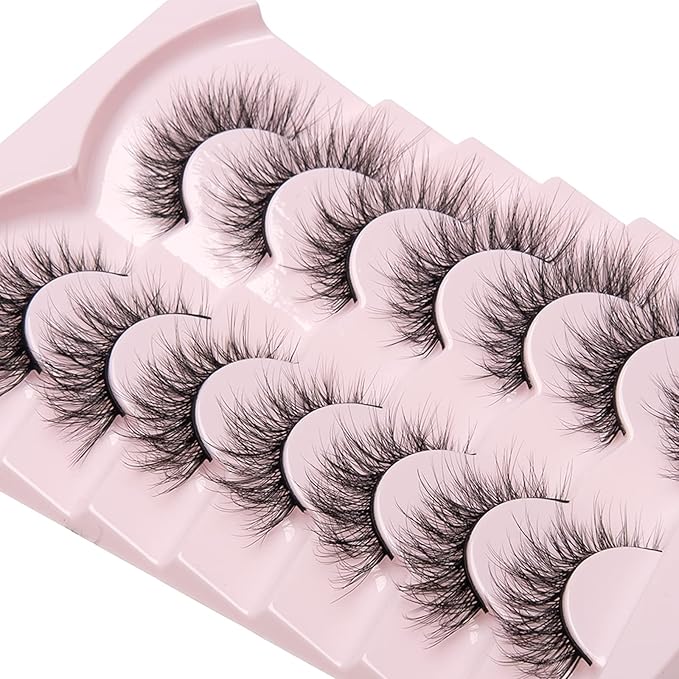 Fake Lashes Natural Wispy Lashes Airy Volume Faux Mink Lashes Fluffy Long False Eye Lashes Sets Pack 18MM Reusable Eyelashes A05