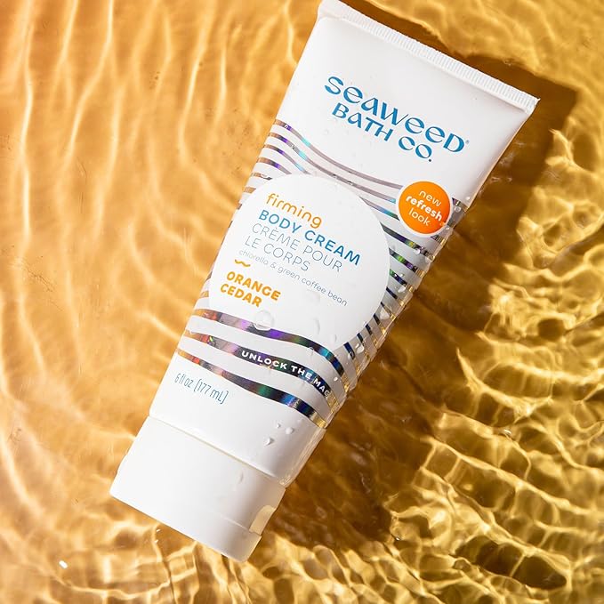 Seaweed Bath Co. Firming Body Cream, Orange Cedar Scent, 6 Ounce, Skin Toning Hand & Body Lotion Moisturizer for Dry Skin, with Sustainably Harvested Seaweed, Chlorella, Green Coffee Bean