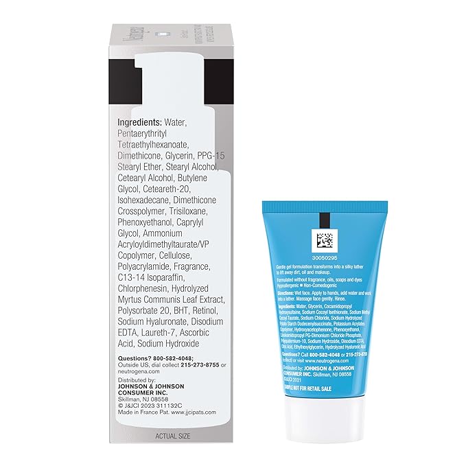 Neutrogena Rapid Wrinkle Repair Retinol Face Moisturizer Night Cream, Anti-Aging Face Cream with Retinol & Hyaluronic Acid, 1 fl. oz + Trial Size Hydro Boost Facial Cleanser, 0.5 fl. oz
