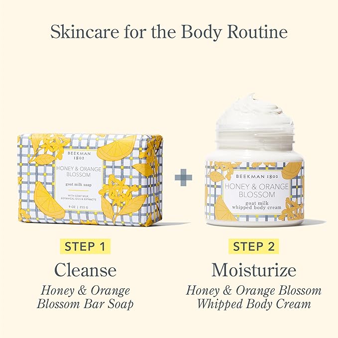 Beekman 1802 Whipped Body Cream, Honey & Orange Blossom - Scented - 8 oz - Intensely Hydrating & Softens Skin - With Goat Milk - Good for Sensitive Skin - Cruelty Free