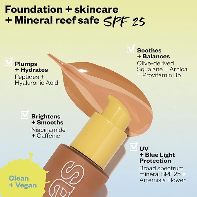 Kosas Revealer Skin-Improving Foundation with SPF 25 Protection - Hydrate, Brighten, Soothe, Plump, Protect Skin - Smoothing Texture, Natural Finish and Clean Formula - Light Medium Neutral Warm 190