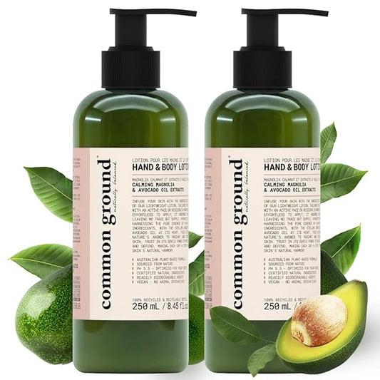 COMMON GROUND Natural Lotion Moisturizer - Paraben & Cruelty Free - Non Greasy, Vegan, Plant-Based, Avocado Oil - All, Men, Women, Eczema, Sensitive Skin (2 x 8.4 fl oz)