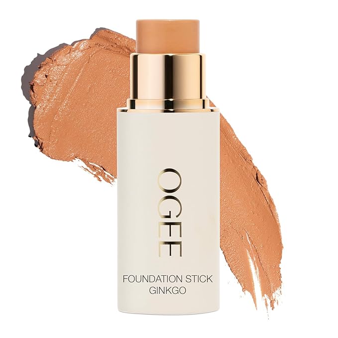 Ogee Sculpted Complexion Foundation Stick (Ginkgo 5.00N - Medium Tan, Neutral Undertones) Full Coverage Foundation Makeup - Instantly Balance & Even Complexion - 70% Organic Ingredients
