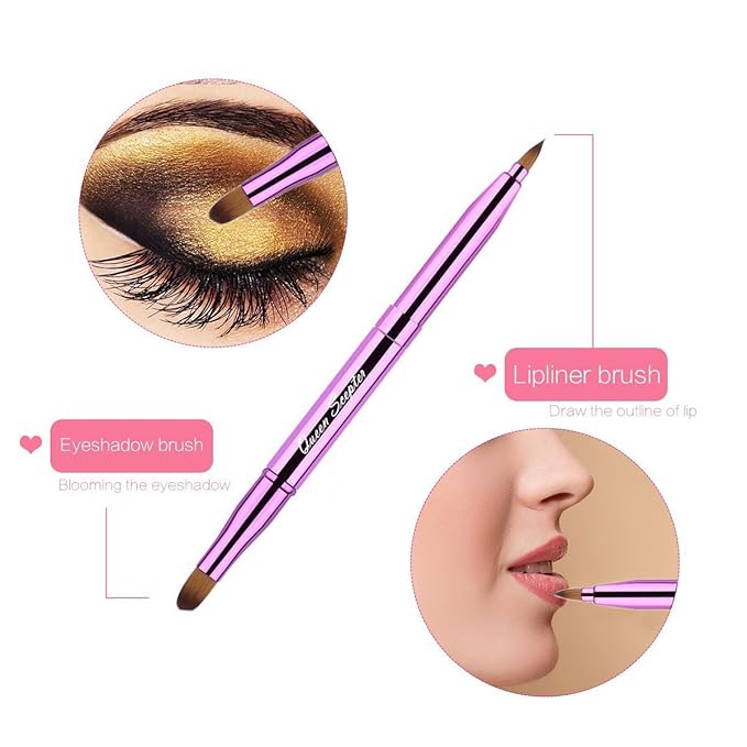 Cosmetic Brushes Lip Eye Double Sided Makeup Brush with Cap for Travel Retractable Lip Brush Eyebrow Brush Concealer Brush For Lipstick Portable Purple