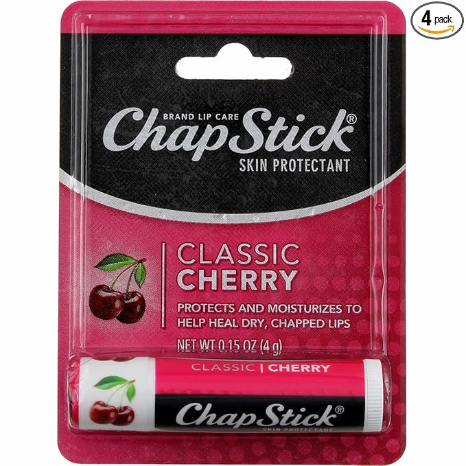 0.15 Oz Cherry Flavor Skin Protectant Flavored Lip Balm Tube (Pack of 4)