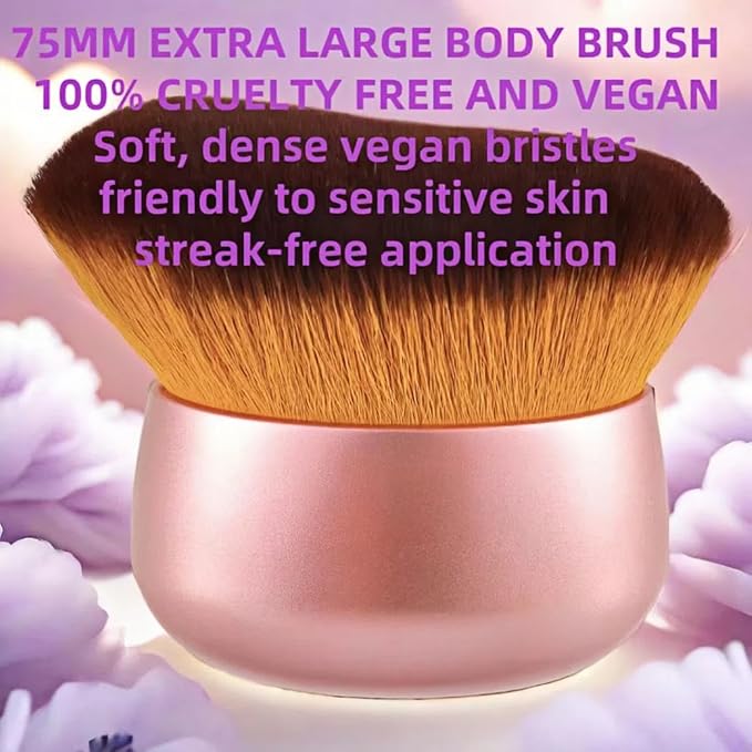 Blend & Blur 75mm Body Kabuki Brush - For Self Tanner, Body Bronzer & Foundation | Face/Back Multitool | Wet/Dry Use (Rose Gold)