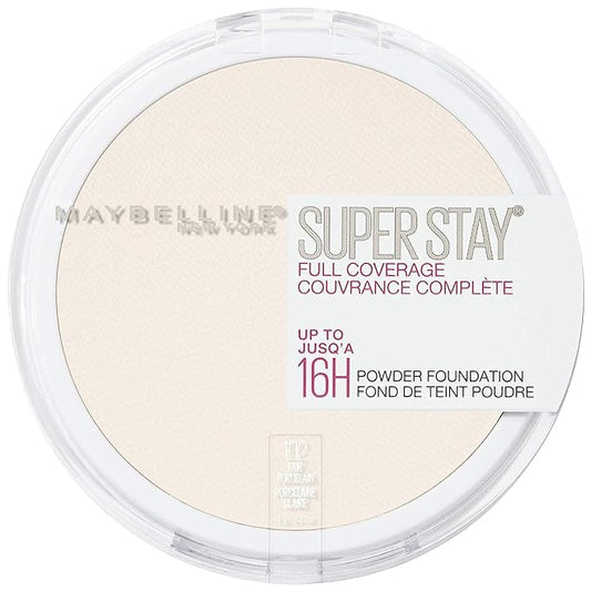Maybelline Super Stay Full Coverage Powder Foundation Makeup, Up to 16 Hour Wear, Soft, Creamy Matte Foundation, Fair Porcelain, 1 Count
