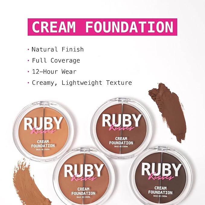 Ruby Kisses 3D Face Creator Cream Foundation & Concealer, 12 Hours Long Lasting, Medium to Full Coverage, Non-Greasy, Ideal for Makeup & Contour Palette (Level 11)