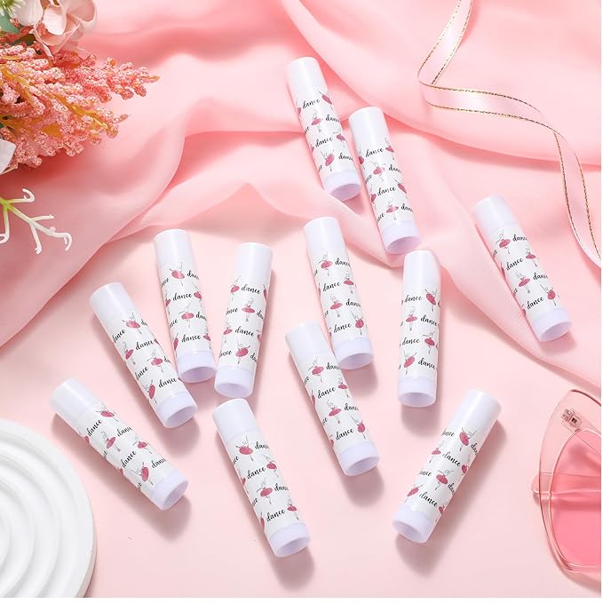 12 Pack Dance Theme Ballet Lip Balms Bulk Moisturizing Lip Balms Back To School Gift Ballet Gifts Lip Balm Christmas Thanksgiving Day Dance Party Thanks Gift for Dancer Girl Woman