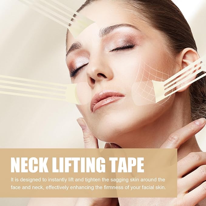 braxan 60 Pcs Neck Tape Lifting Invisible Set: Neck & Face Lift Tape Invisible - for Double Chin Jowls Eyes Sagging Skin, Special Events & Makeup-Friendly Use, Visible Results In Seconds