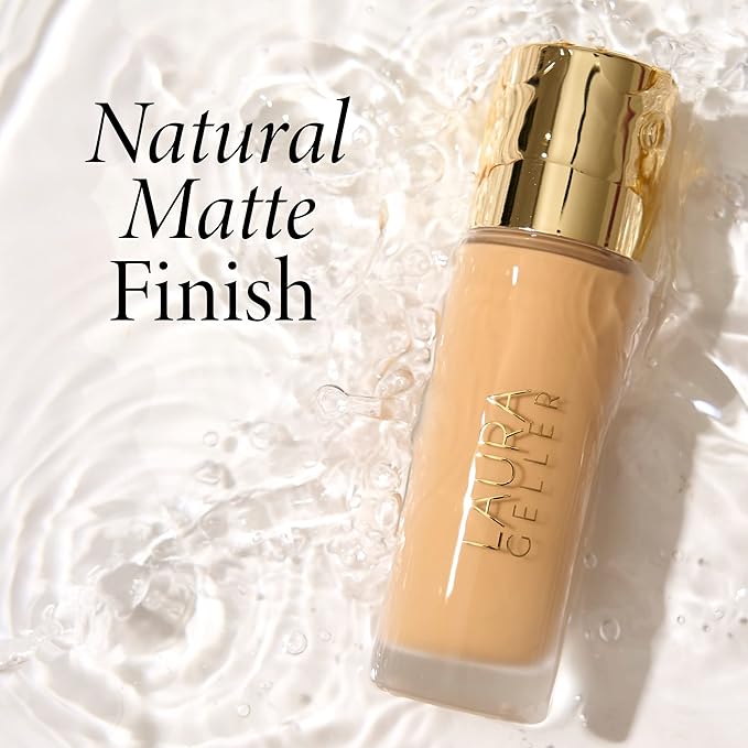 LAURA GELLER NEW YORK Double Take Liquid Foundation | Medium to Full Coverage, Natural Matte Finish, Sand