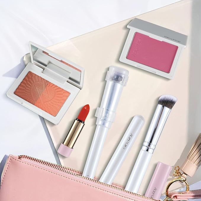 GLO&RAY Concealer Brush Under Eye - Makeup Brush Angled Flat Teardrop, Nose Contour for Powder Pro Concealing Blending for Liquid & Cream Cosmetic, Foundation Brushes Small With Dust Cover (White)