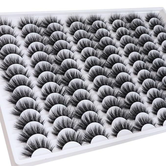 False Eyelashes 48 Pairs Faux Mink Lashes 14mm Wispy Lashes 3D Fluffy Cat Eye Lashes Pack Bulk Wholesale Strip Lashes(style 48-032)