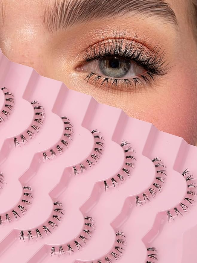 Lashes Natural Bottom Lashes 9mm Lower Strip Lashes Extention False Eyelashes Natural Look Wispy Bottom Eyelashes Fake Lashes Pack 7 Pairs