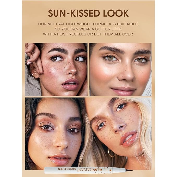 Freckle Pen Waterproof 2 Colors,Natural Lifelike Faux Face Freckle Makeup Pen,Magic Freckle Color,Waterproof Longlasting Soft Small Sopt Pen,For Natural Effortless Sunkissed Skin Makeup(2packs)