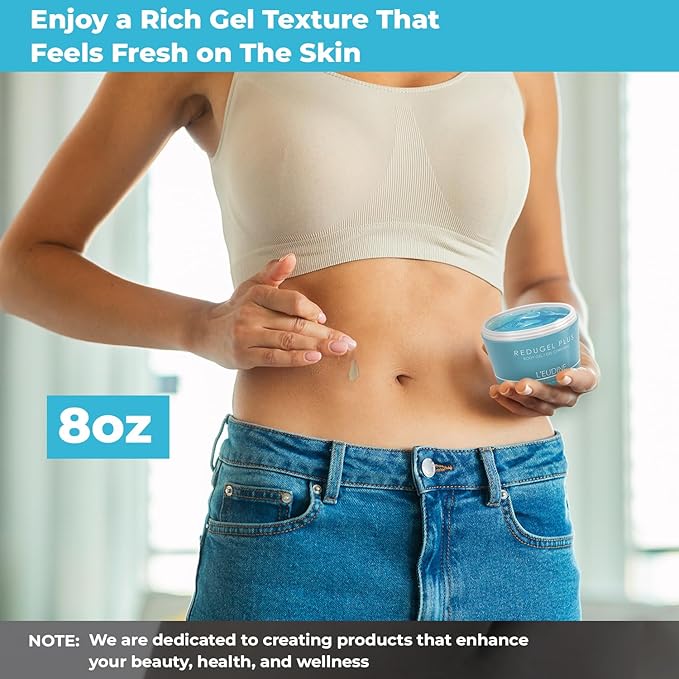 L’EUDINE Redugel Plus Skin Tightening Cream for Body, Firming Cream with Mint Oil, Field Horsetail, Marine Algae, Maca Extract, Skin Firming and Tightening Lotion – 8oz