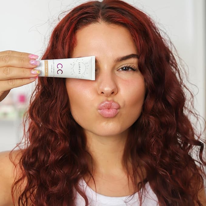 Lumene Color Correcting CC Cream - Lightweight Foundation with Medium Coverage - Redness Reducing Face Makeup for a Glowing Complexion - Vegan Formula + Suitable for All Skin Types - Deep (1 fl oz)