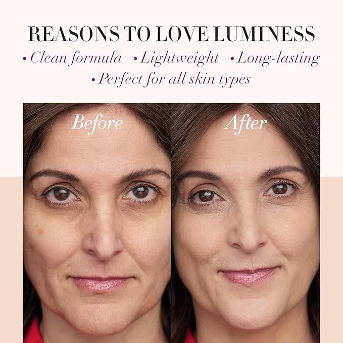 LUMINESS Silk Airbrush Spray Foundation 2-PC Kit - Foundation & Dual-Sided Angled Makeup Brush - Buildable Coverage, Anti-Aging Formula, Humidity Resistant, Hydrates & Moisturizes, Light Fair