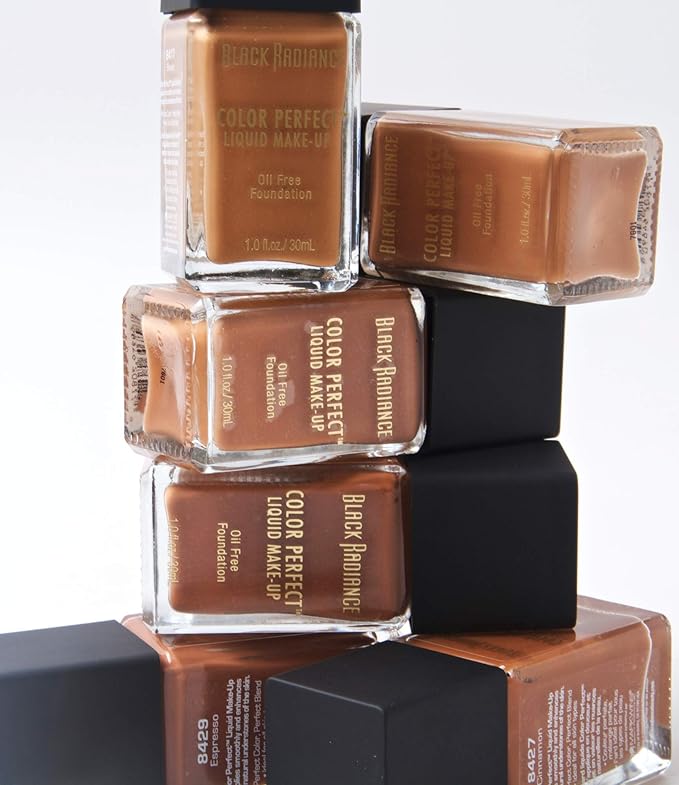Black Radiance Color Perfect Liquid Full Coverage Foundation Makeup, Caramel, 1 Fluid Ounce