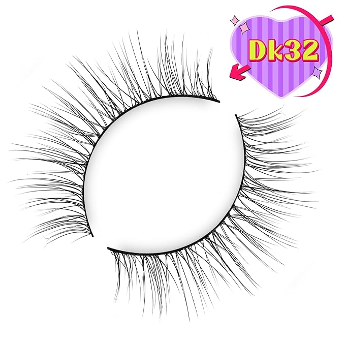 Onlyall Natural Lashes Wispy Lashes Natural Look False Eyelashes Natural Flared Eyelashes False Eye Lashes Soft Fluffy Lashes 7 Pairs DK32, Black