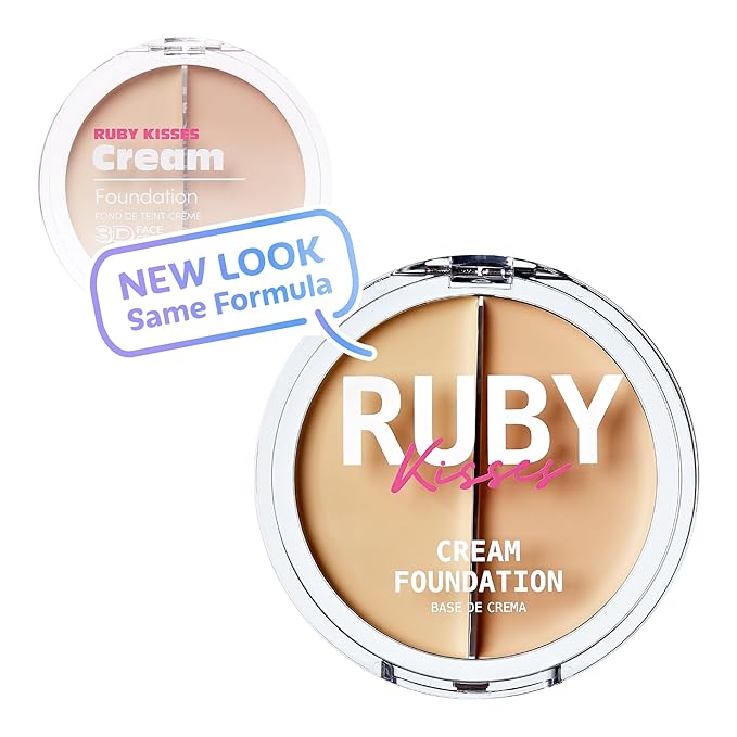 Ruby Kisses Cream Foundation 3D Face Creator 2-Color Foundation and Concealer, 12 Hour Wear Long Lasting, Medium to Full Coverage (Level 1)