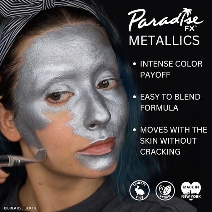 Mehron Makeup Paradise Makeup AQ Refill Size | Stage & Screen, Face & Body Painting, Cosplay, Halloween | Water Activated Face Paint, Body Paint, Cosplay Makeup .25 oz (7 ml) (Metallic Orange)